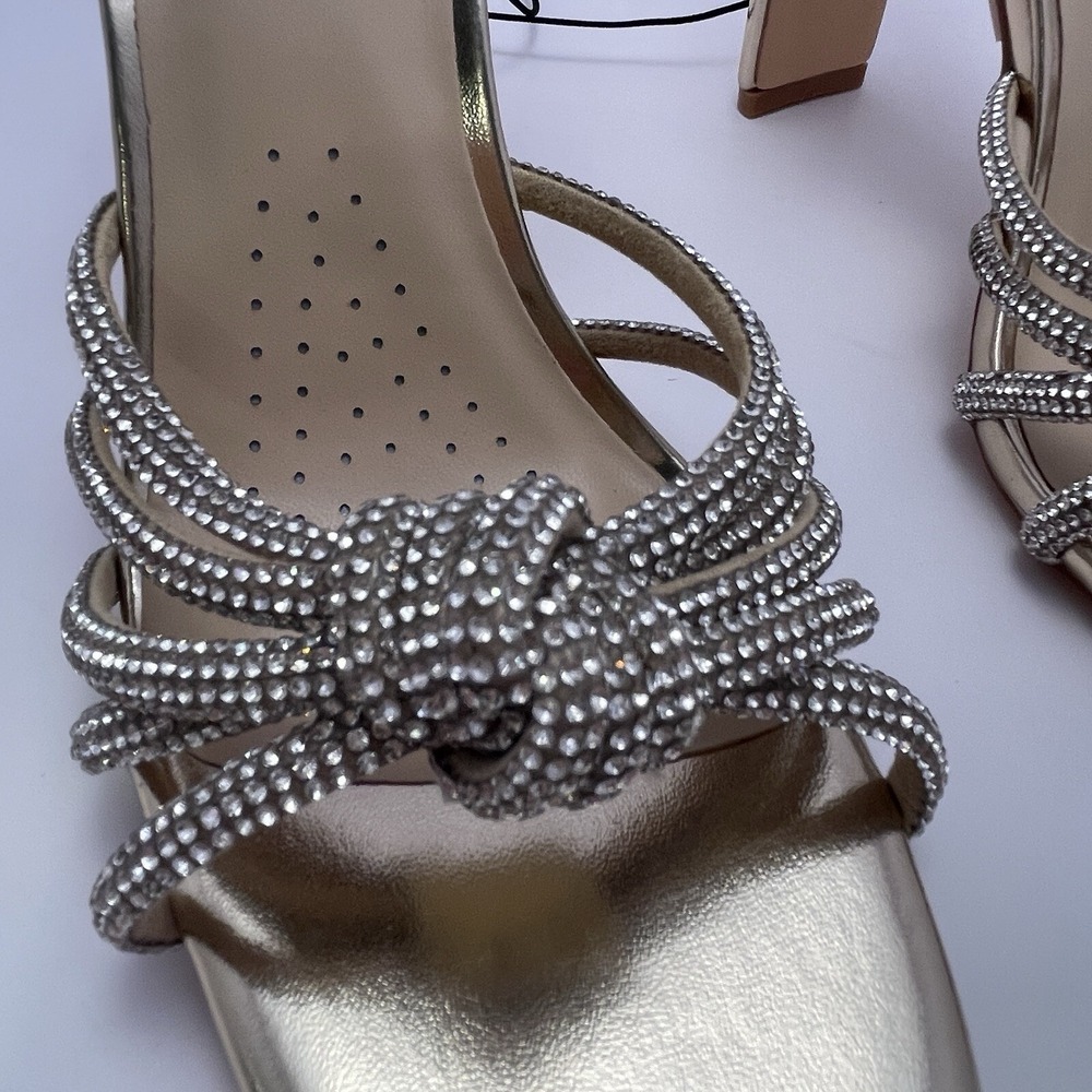 Windsor Ally Gold Rhinestone Strappy Sandal High Heel Women's Size 8.5 - Picture 2 of 7